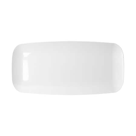 Smarty Had A Party 106 x 5 Solid White Flat Raised Edge Rectangular Disposable Plastic Plates 120 Plates, 120PK 9311WH-CASE